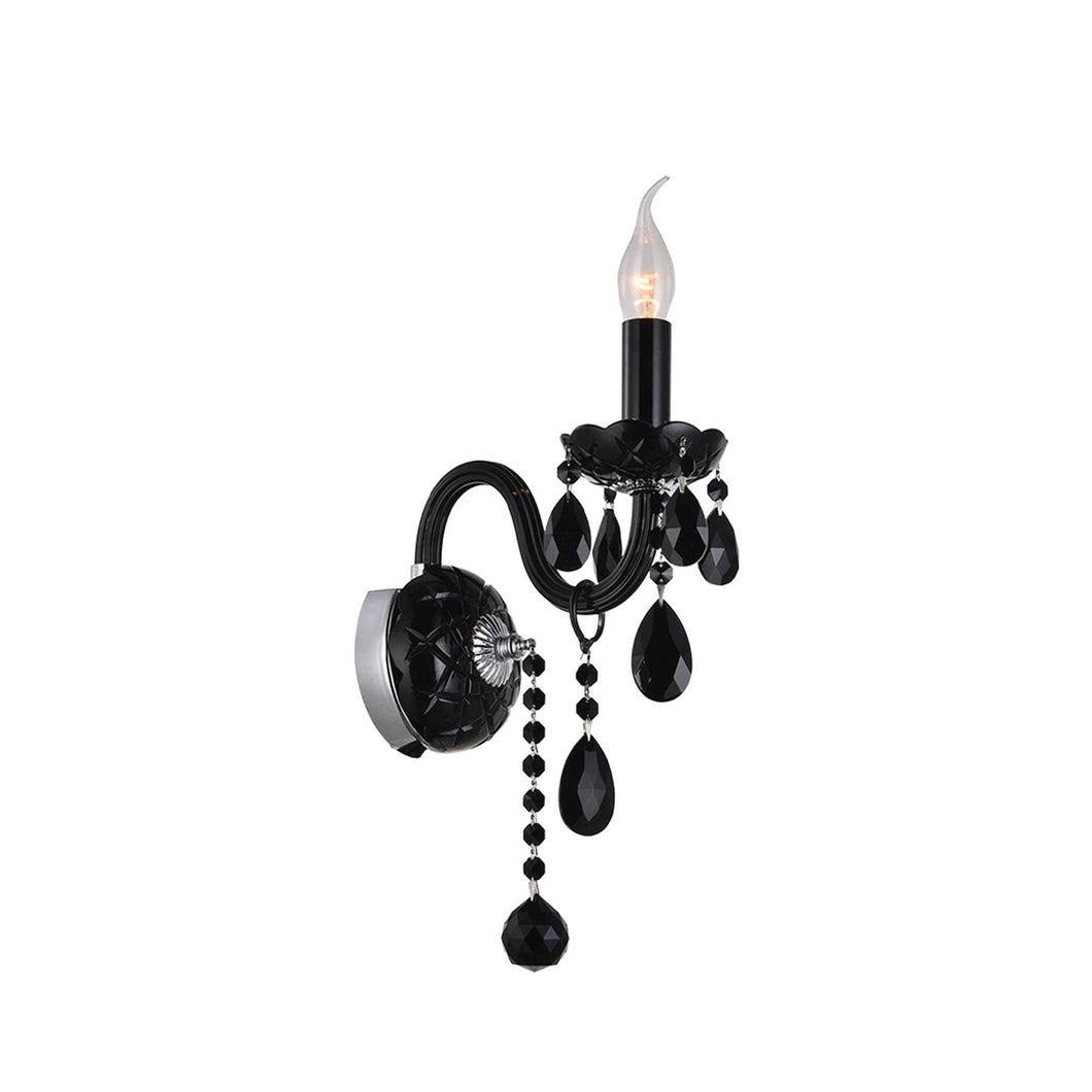 Jet Black Bohemian Wall Sconce - Single Arm