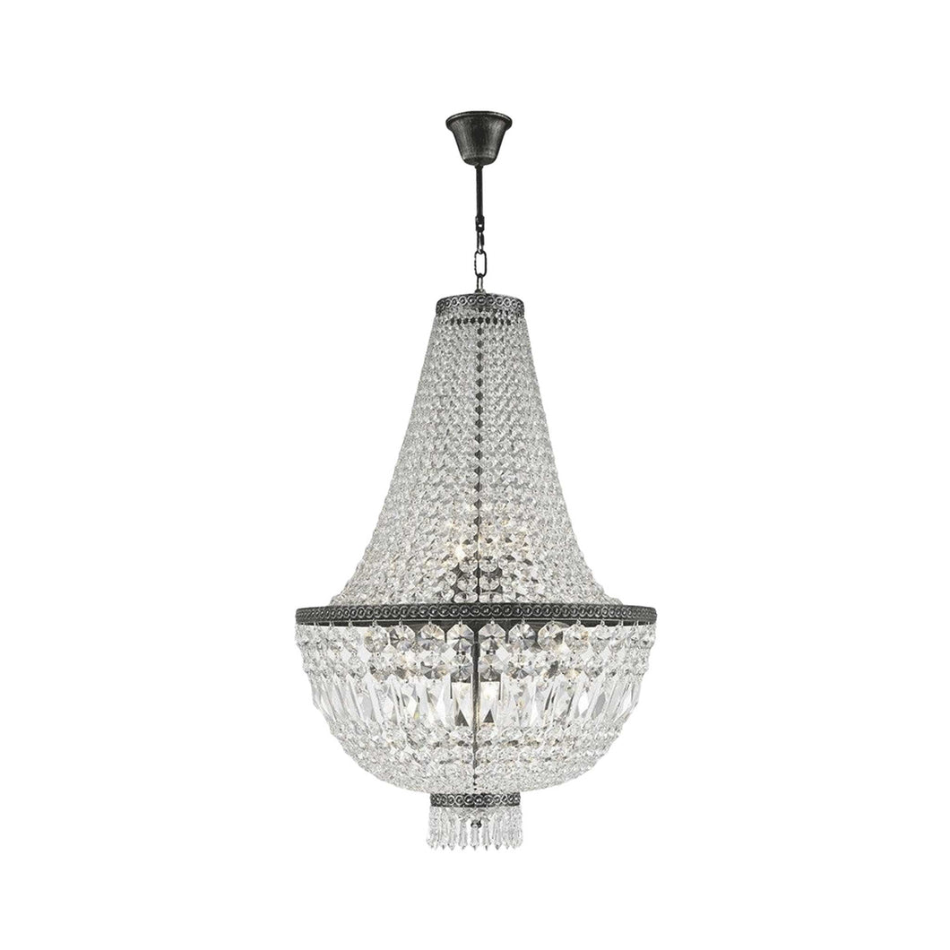 French Basket Chandelier - Antique SILVER - 8 Light