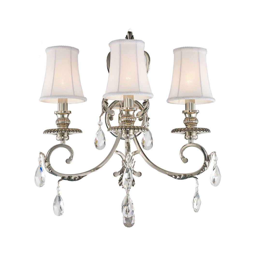 ARIA - Hampton Triple Arm Wall Sconce - Nickel Plated