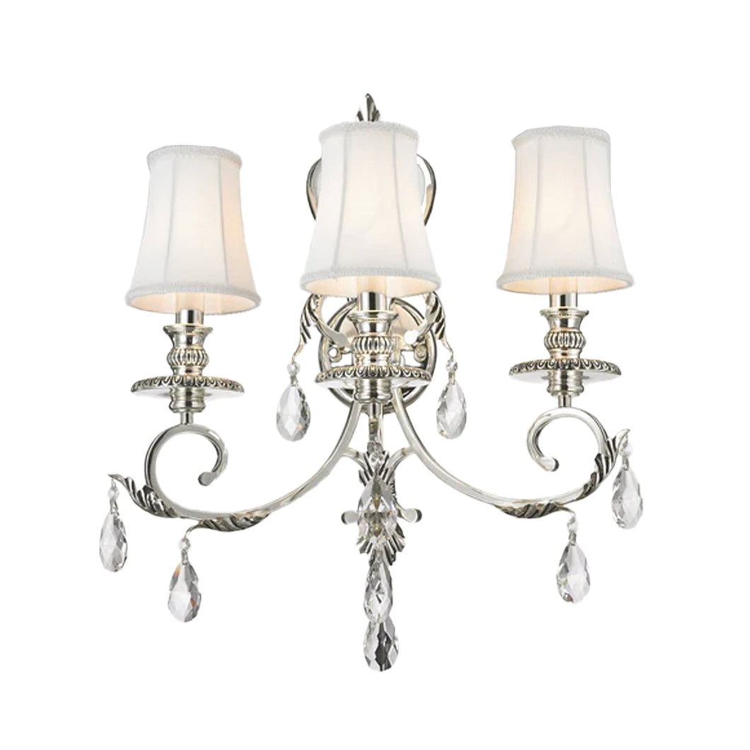 ARIA - Hampton Triple Arm Wall Sconce - Silver Plated