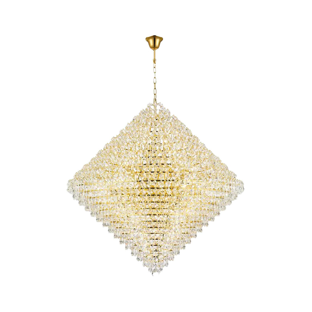 NewYork - Diamond Edge Crystal Pendant Light - 110cm - Gold Fixtures