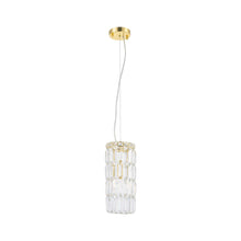 Load image into Gallery viewer, Modular Cylinder Crystal Pendant - Round - Height 37cm - Light Gold - Clear Crystal
