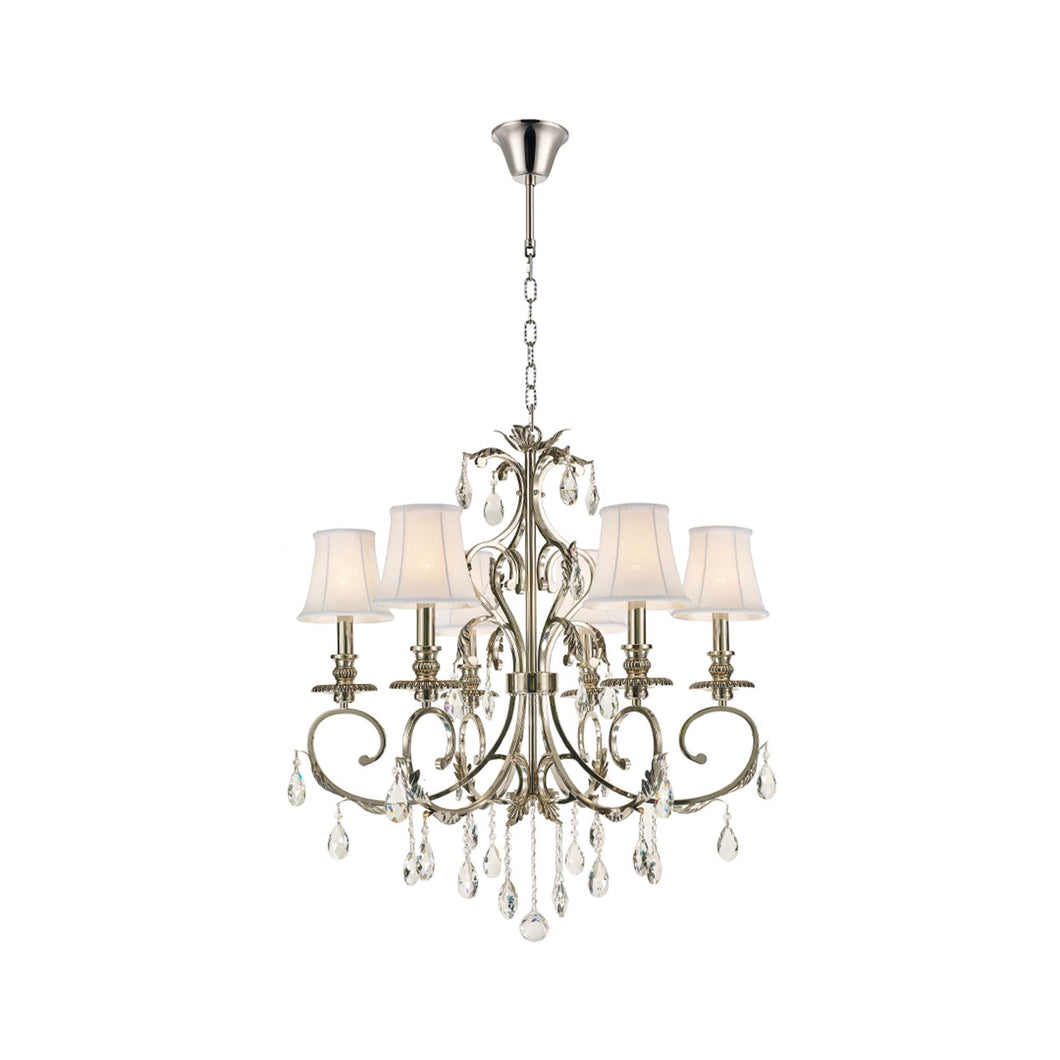 ARIA - Hampton 6 Arm Chandelier - Nickel Plated