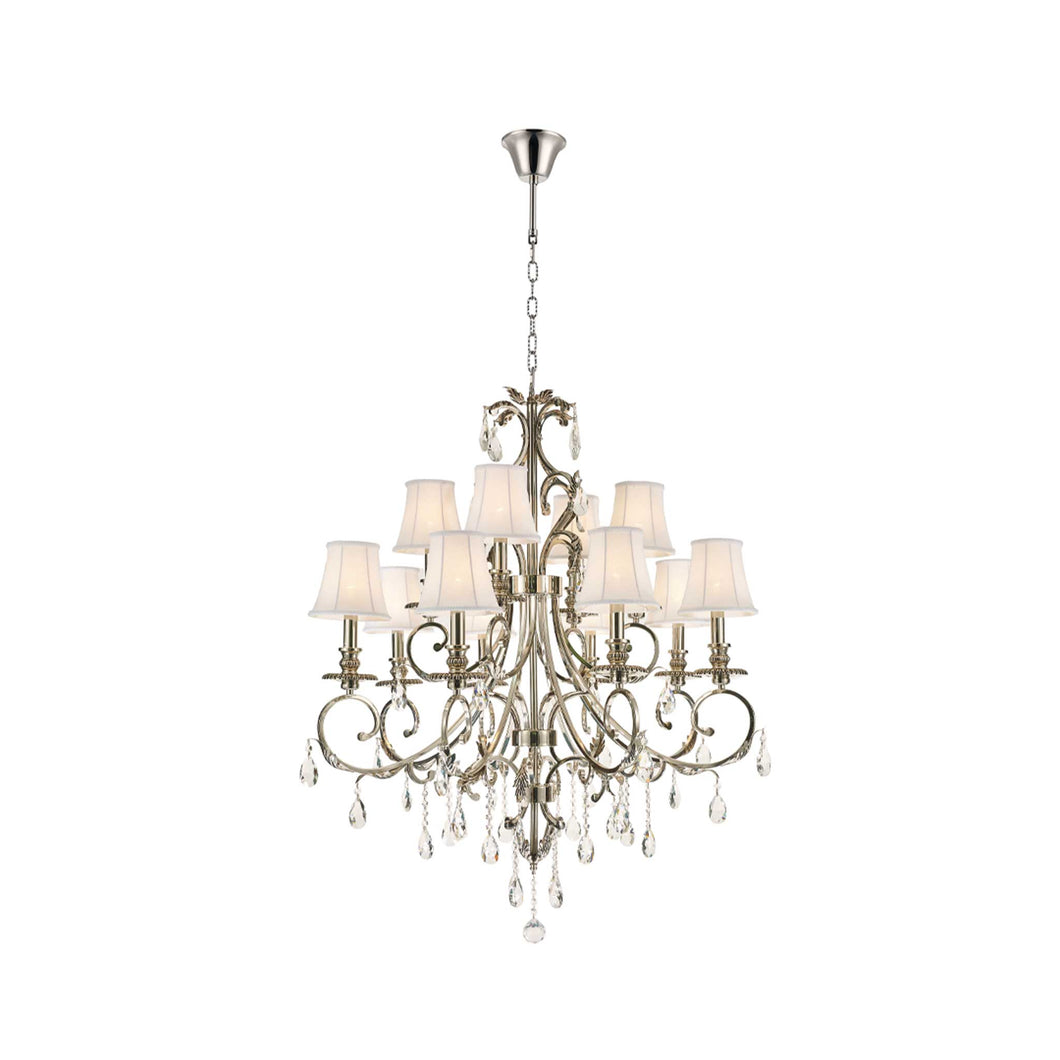 ARIA - Hampton 12 Arm Chandelier - Nickel Plated