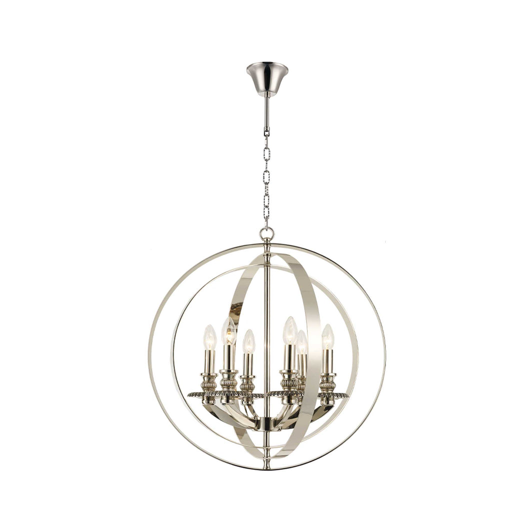 Hampton Orb - 6 Light - Nickel Plated