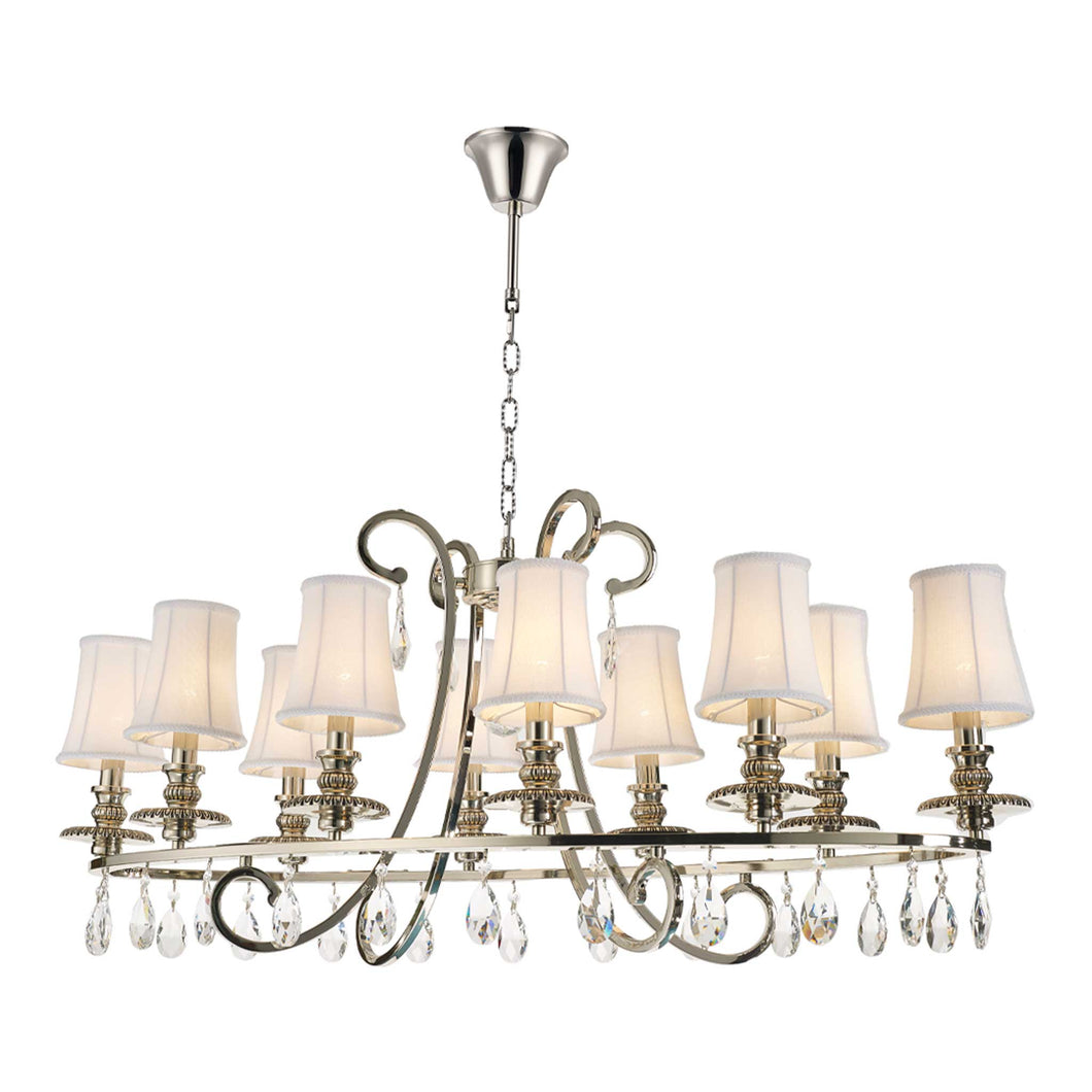 NewYork - Hampton 10 Arm Chandelier - Nickel Plated - W:120cm