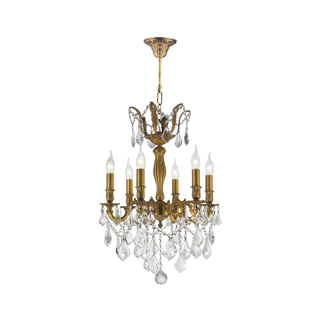 AMERICANA 6 Light Crystal Chandelier - Brass Finish