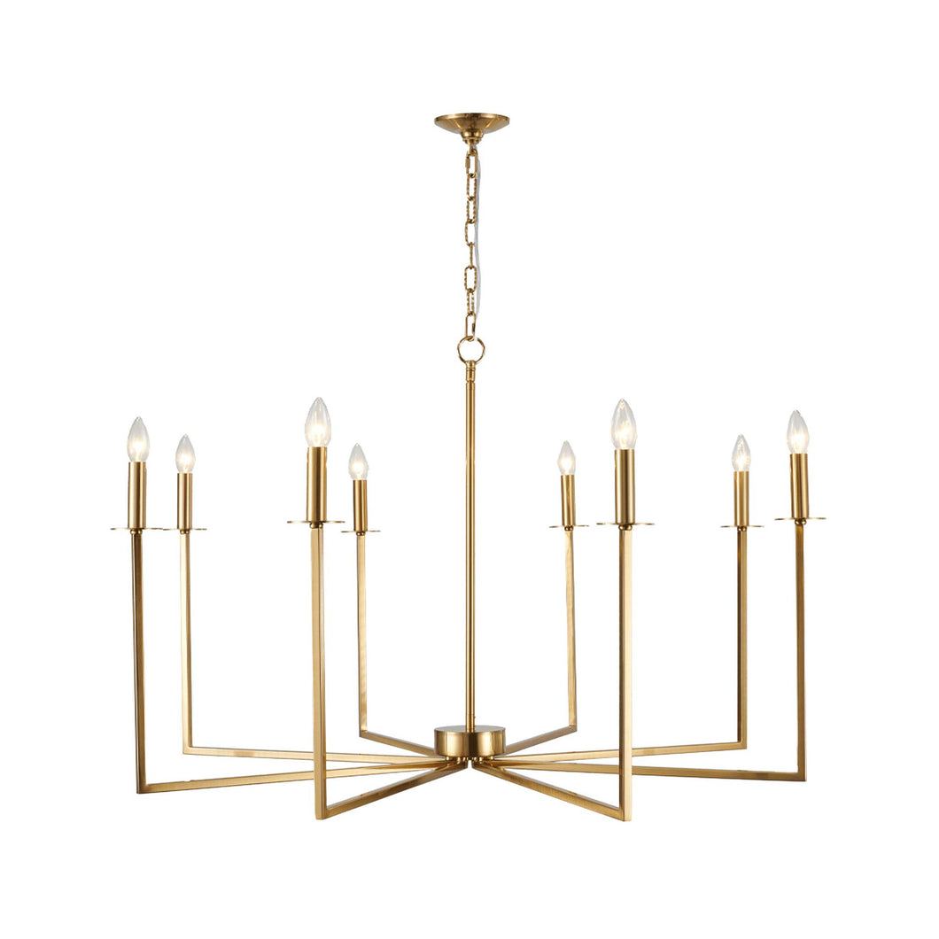 Ezra 8 Light Chandelier - Satin Brass