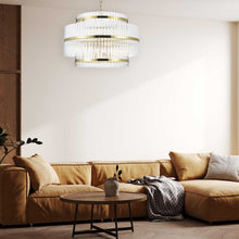 Load image into Gallery viewer, Harlow Collection - 3 Layer Chandelier - Satin Brass - W:70cm
