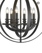 Load image into Gallery viewer, Hampton Orb - 6 Light - Dark Bronze - Designer Chandelier 
