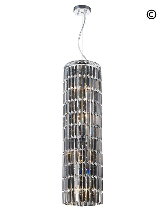 Modular Cylinder Crystal Pendant - Round - Height 92cm - Smoke Crystal - Designer Chandelier 